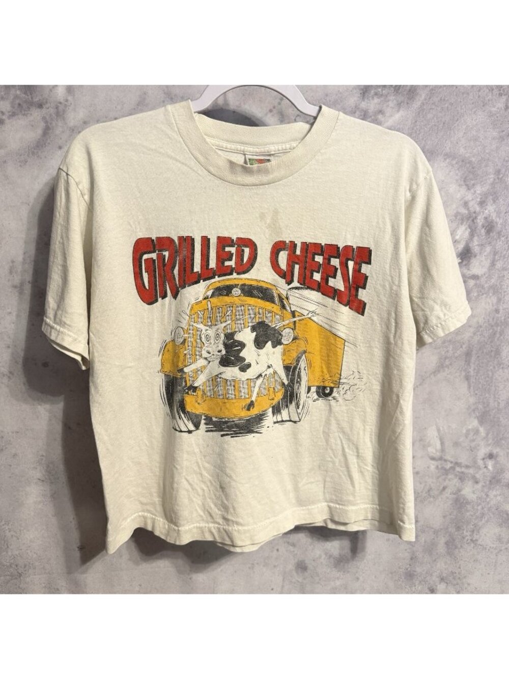 Vintage Grilled Cheese Funny T Shirt Crop Style Size Medium